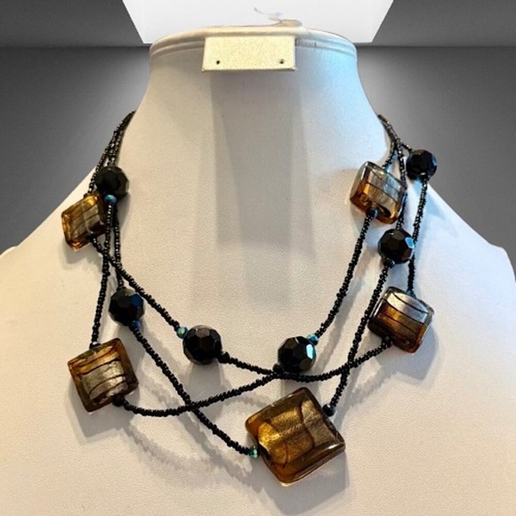 🎉HP!🎉Murano Style Artisan Glass Layered Beaded Necklace - Picture 6 of 6